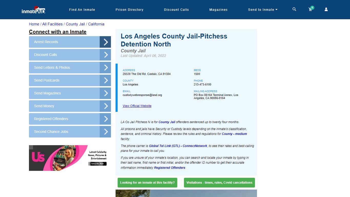 Los Angeles County Jail-Pitchess Detention North - Inmate Locator ...